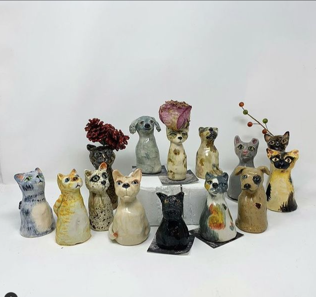 crystal shade pottery cats dogs nashville artist