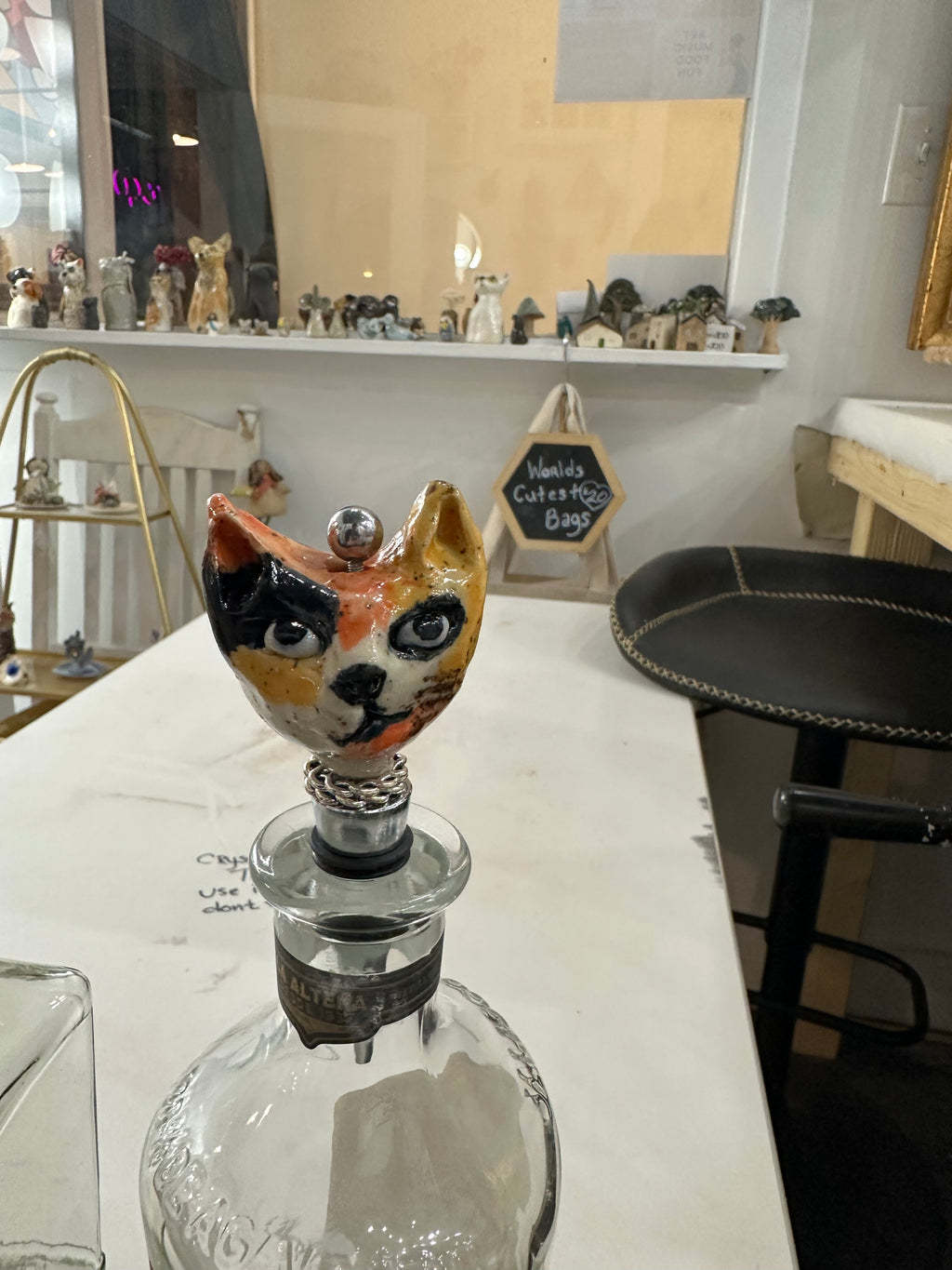 Callie the Calico Cork One of a kind porcelain bottle stoppers.