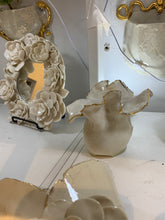 Load image into Gallery viewer, One of a kind hanging porcelain flower mirror
