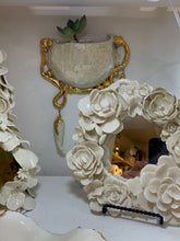 Load image into Gallery viewer, One of a kind hanging porcelain flower mirror
